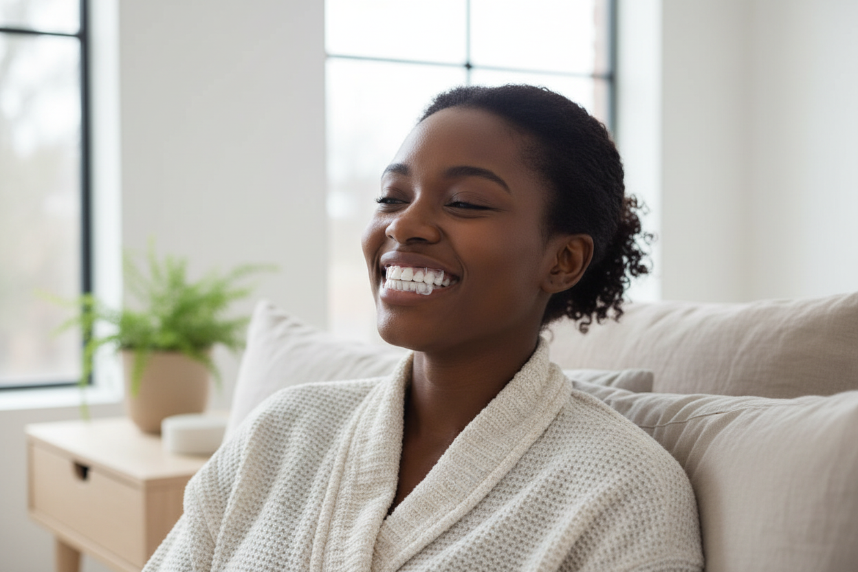 Black Model Using Whitening Strips - Lifestyle