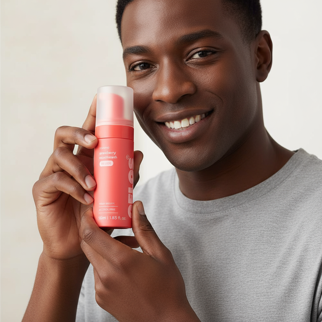 Strawberry Mouthwash Close-Up